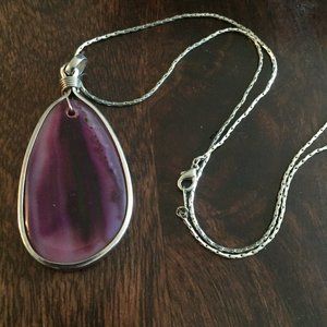 Purple Gemstone Necklace on Silver Chain